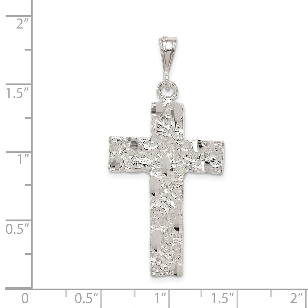 Sterling Silver Nugget Cross Pendant Holiday Gift for Women