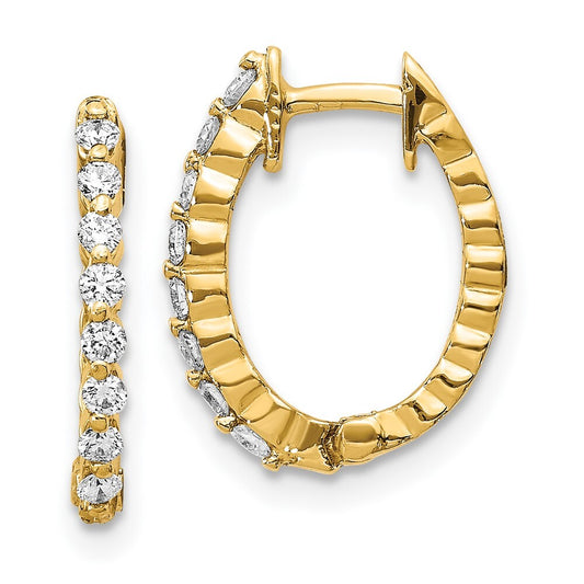 14k Yellow Gold AA Diamond Hinged Hoop Earrings