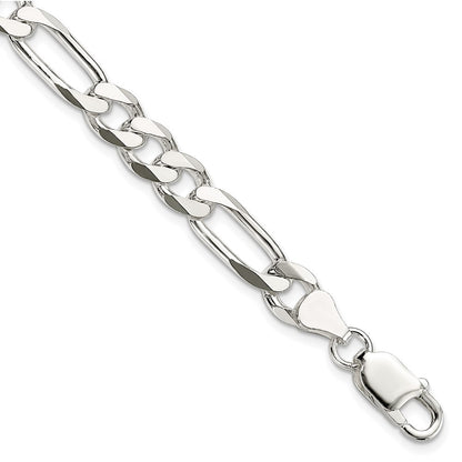 Sterling Silver 7.5mm Figaro Chain Bracelet