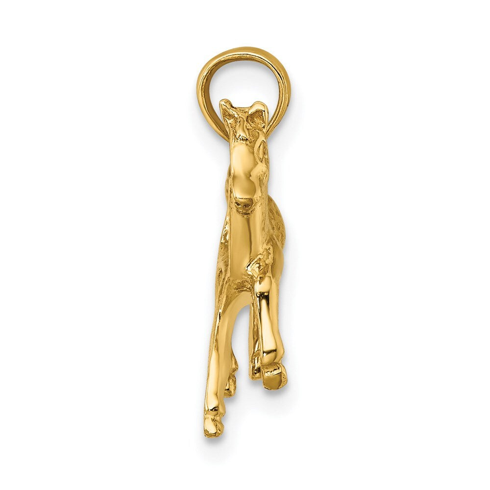 14k Yellow Gold Galloping Horse Charm Pendant for Women