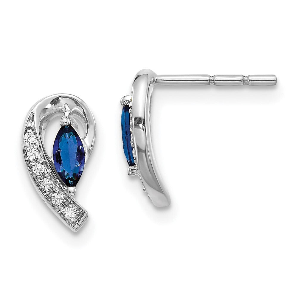14k White Gold Diamond Sapphire Drop & Dangle Earrings