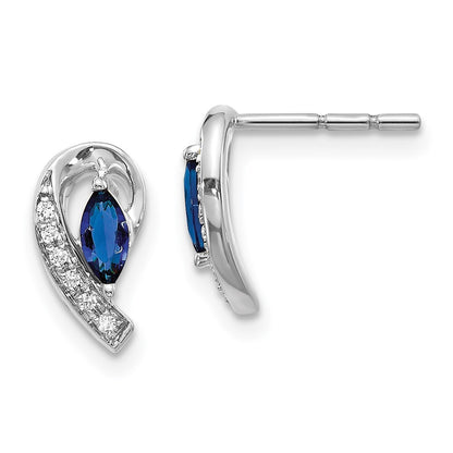 14k White Gold Diamond Sapphire Drop & Dangle Earrings