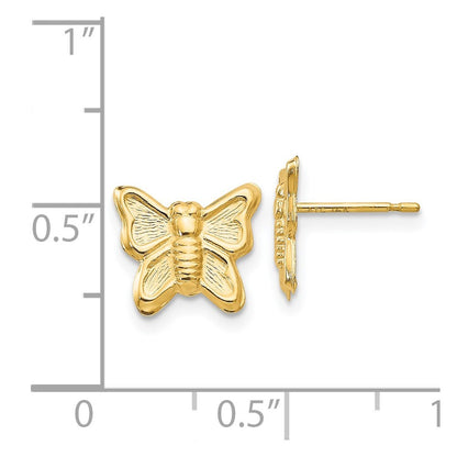 14k Yellow Gold Butterfly Stud Earrings Gift for Women