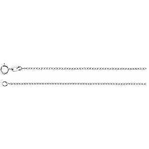 14k White Gold 1 mm Curb 16" Chain Necklace Gift for Women