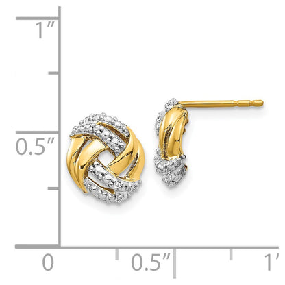 14k Yellow Gold Diamond Rhodium Accents Round Stud Earrings Gift for Women