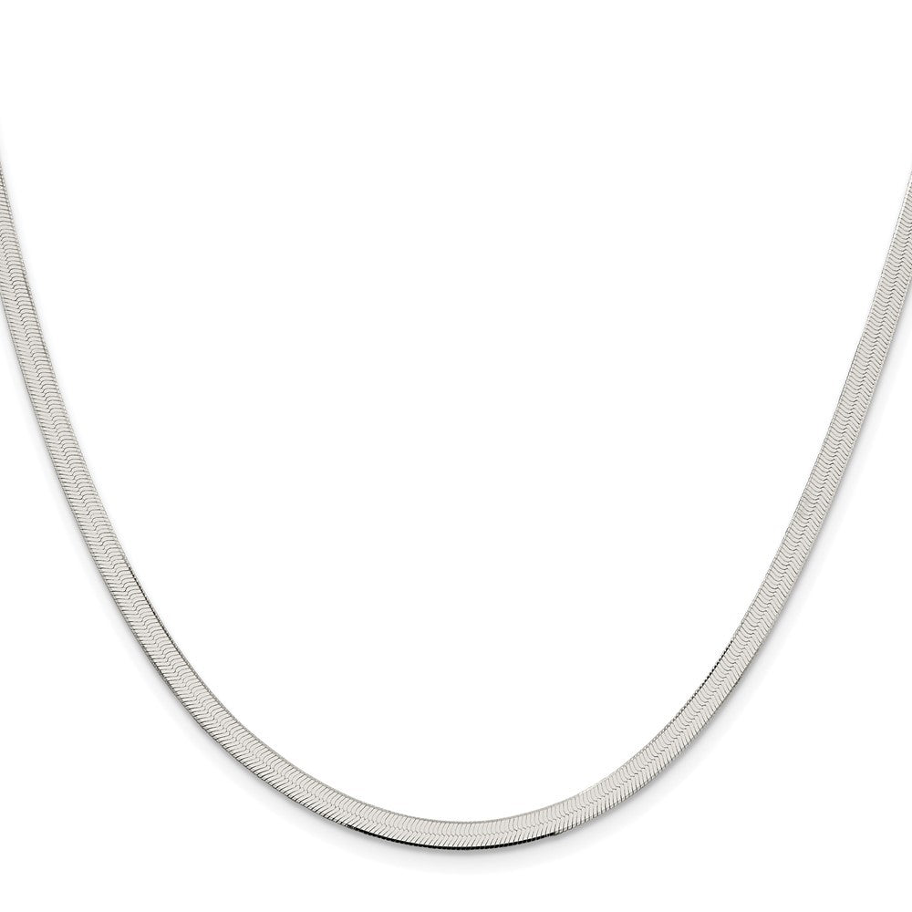 Sterling Silver Rhodium-plated 3.5mm Magic Herringbone Chain Necklace