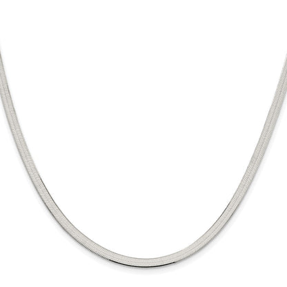 Sterling Silver Rhodium-plated 3.5mm Magic Herringbone Chain Necklace
