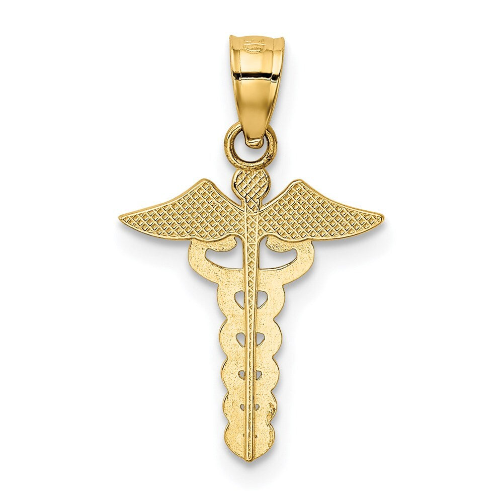 14k Yellow Gold Caduceus Medical Pendant for Women
