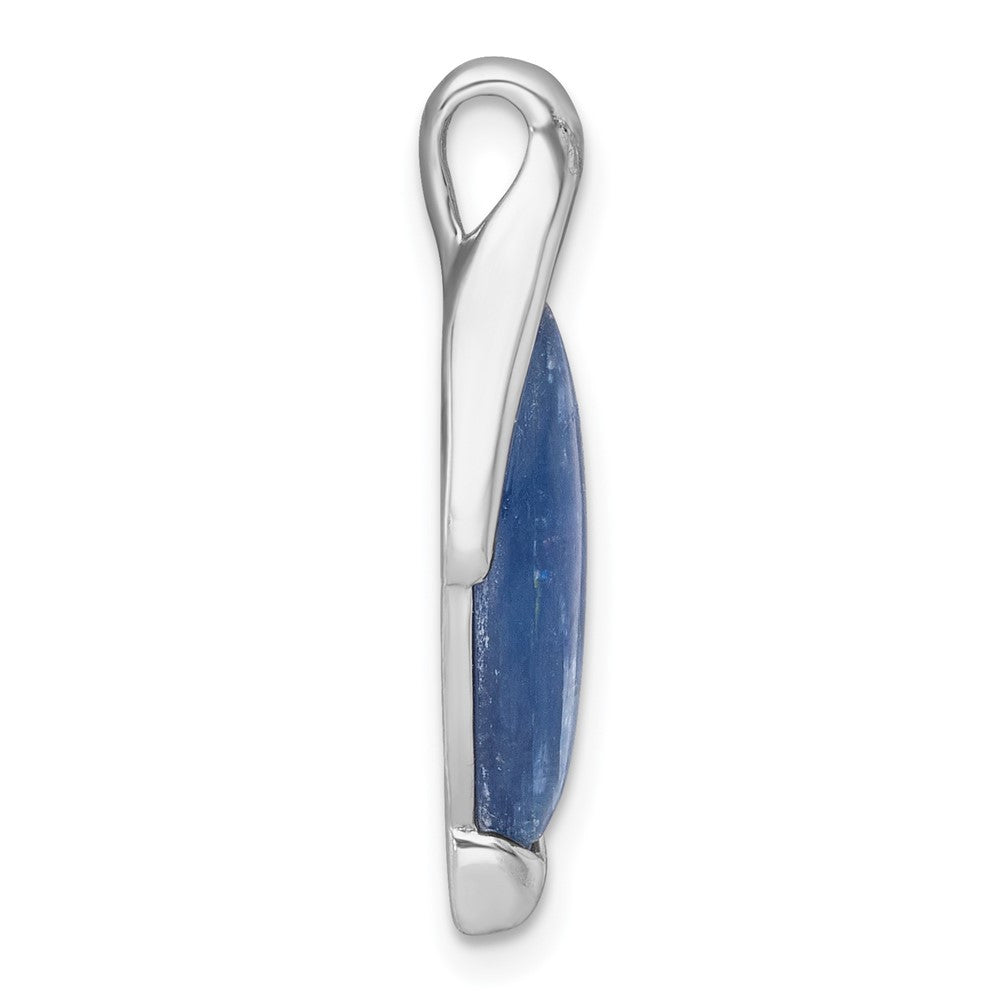 Sterling Silver Polished Fancy Marquise Kyanite Cabochon Chain Slide Pendant