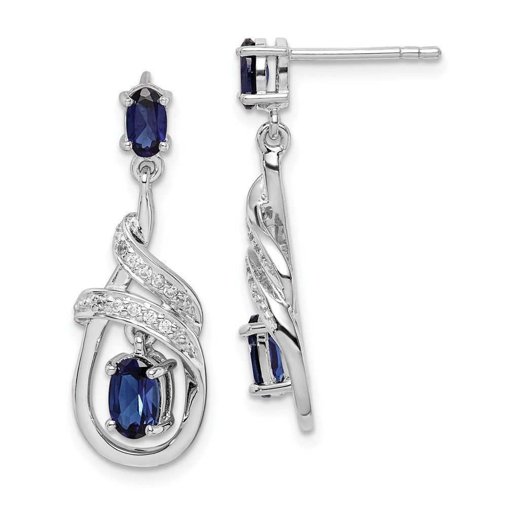 Sterling Silver Rhodium-plated Lab Created Sapphire CZ Earrings