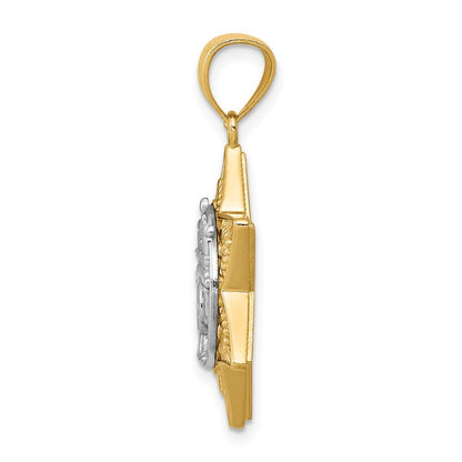 14k Two-tone Gold Star Of David and Menorah Pendant for Women