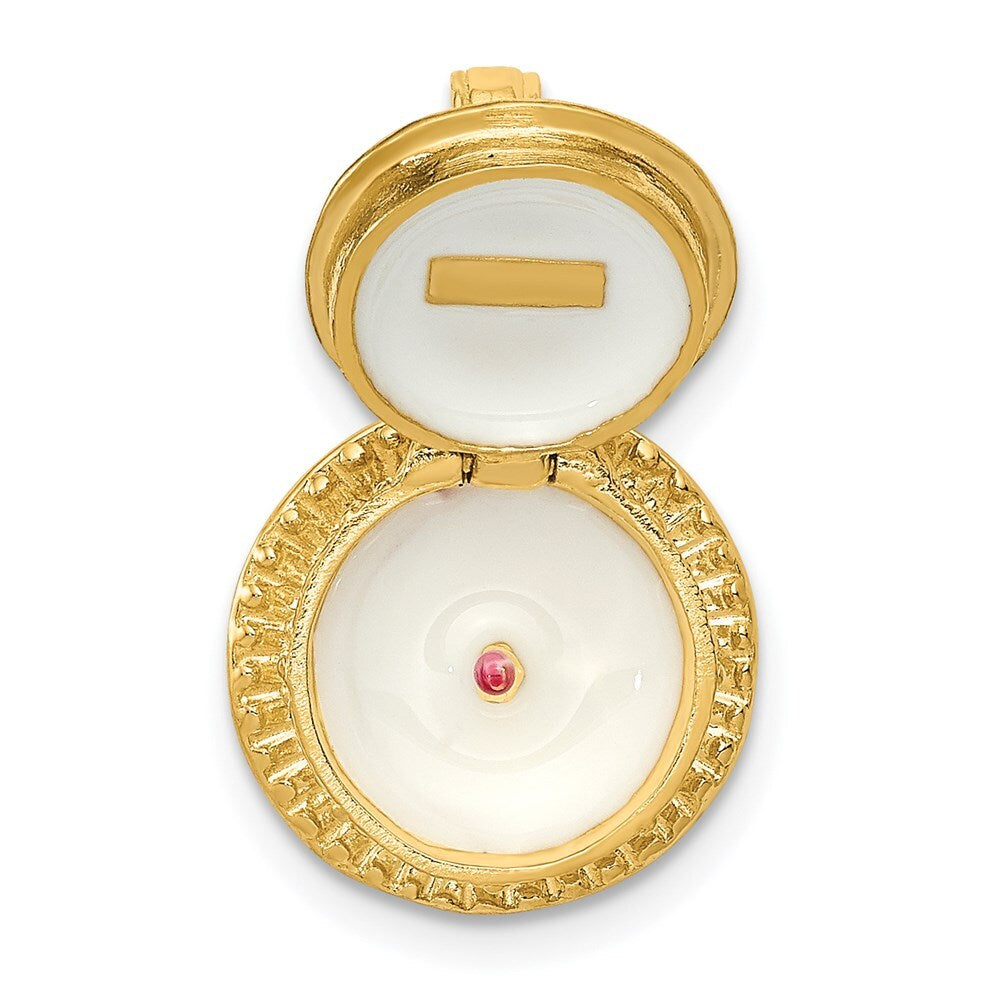 14k Yellow Gold 3D Enamel Birthday Cake with Candle Inside Pendant for Women