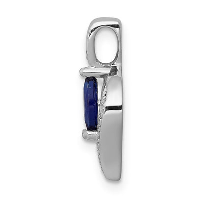 14k White Gold Diamond and Marquise .29 Sapphire Pendant for Women