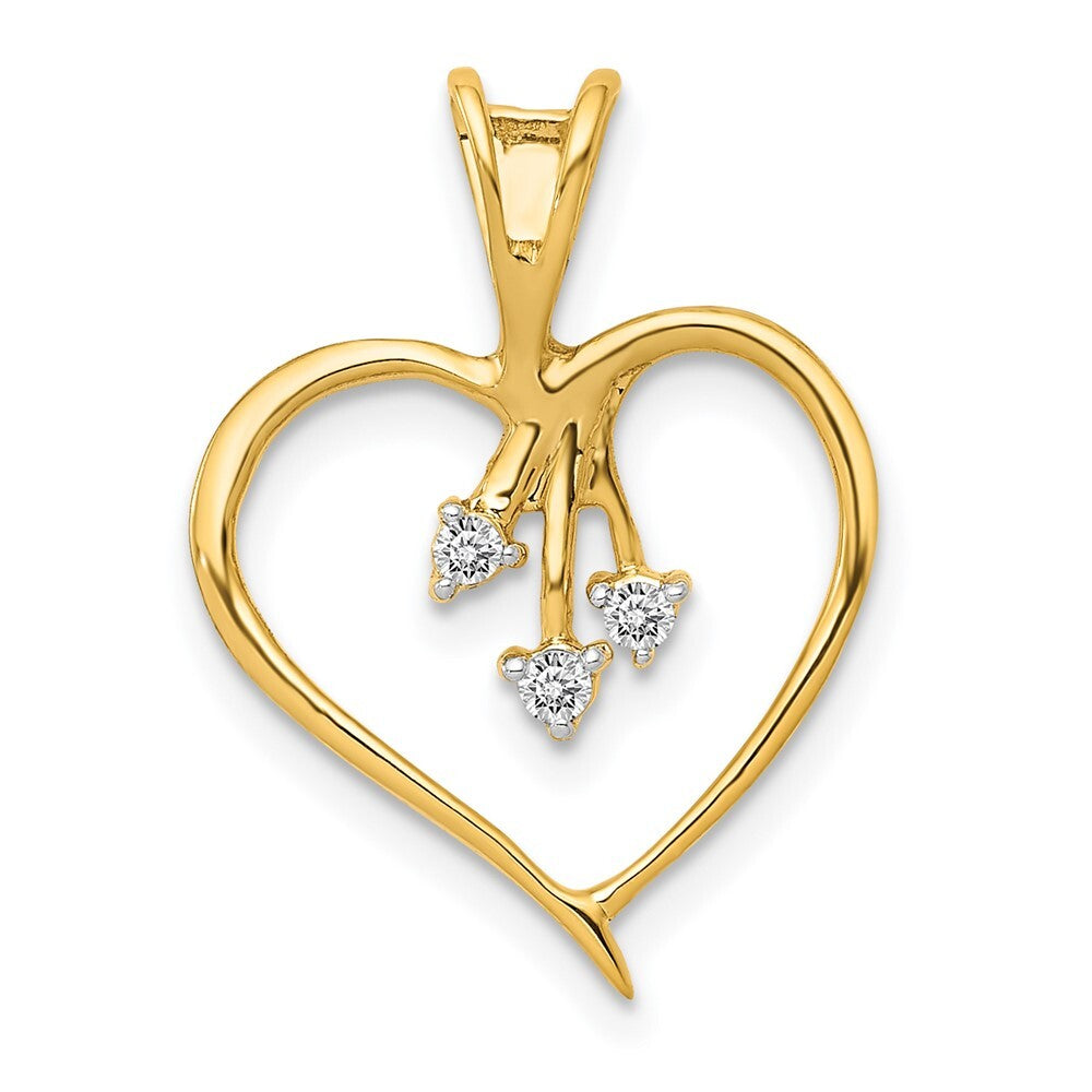 14k Yellow Gold Diamond Heart Pendant for Women