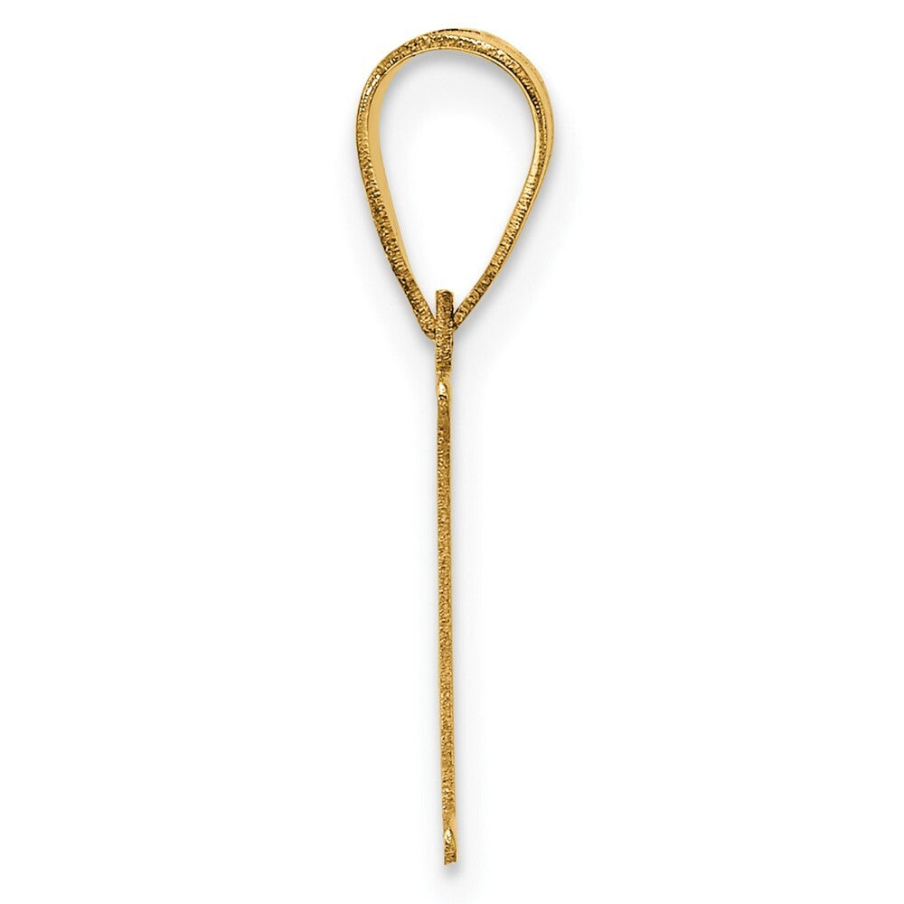 14k Yellow Gold Polished Etched Letter E Initial Pendant for Women