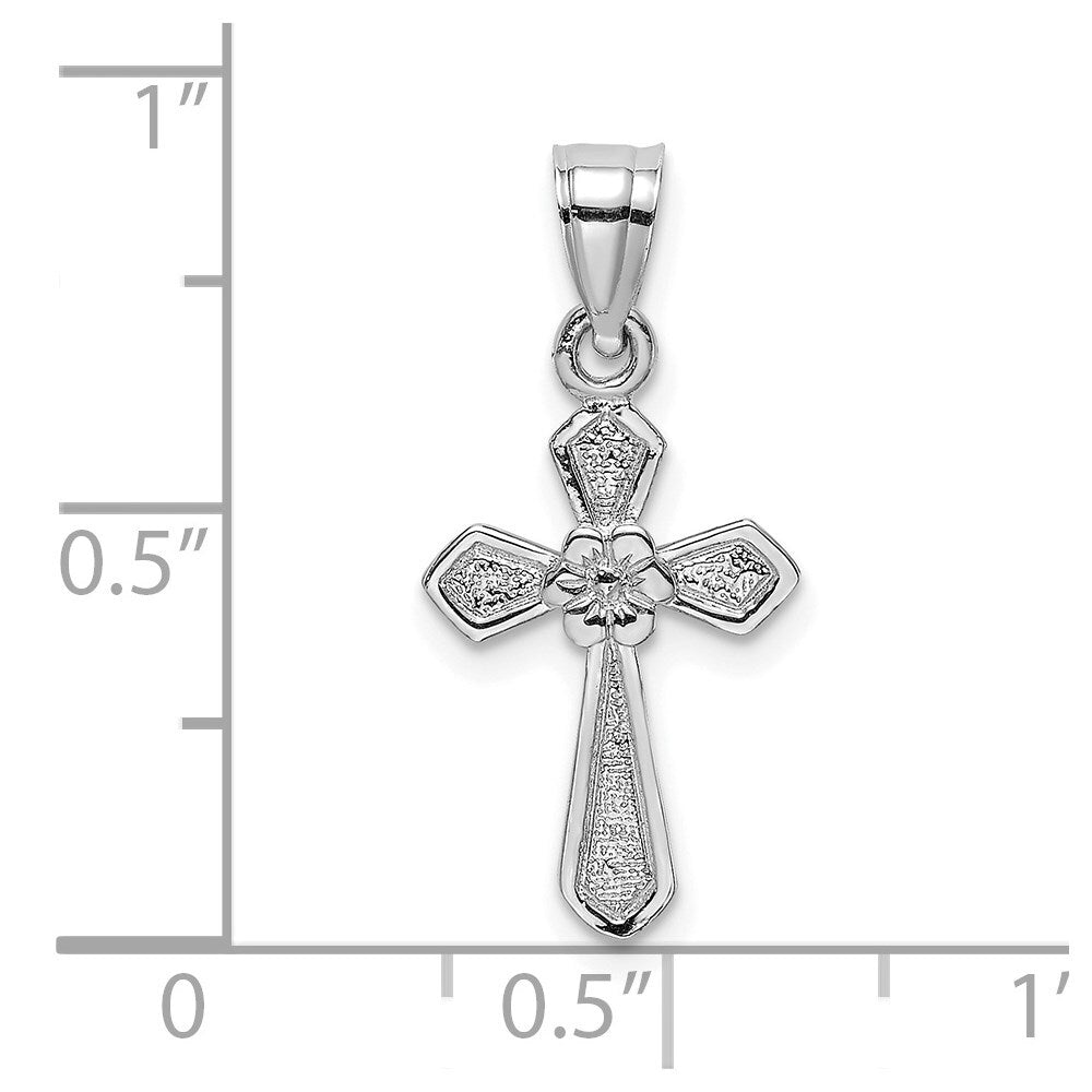 14k White Gold Small Cross Flower Pendant for Women