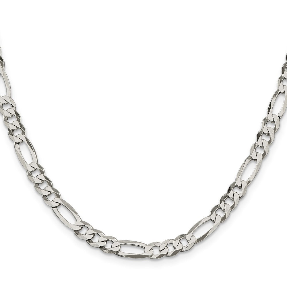 Sterling Silver 5.5mm Lightweight Flat Figaro Chain Necklace