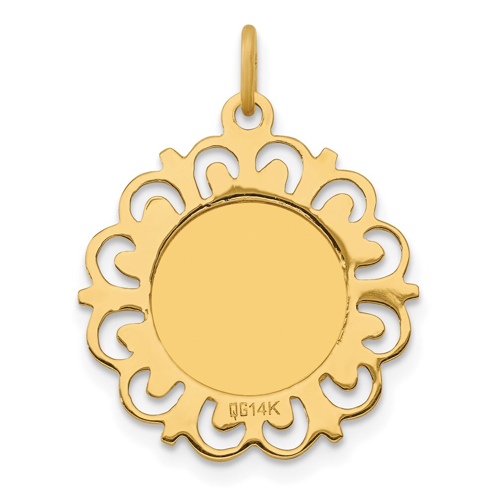 14k Yellow Gold Polished/Satin Spanish 1st Communion Medal Hollow Pendant