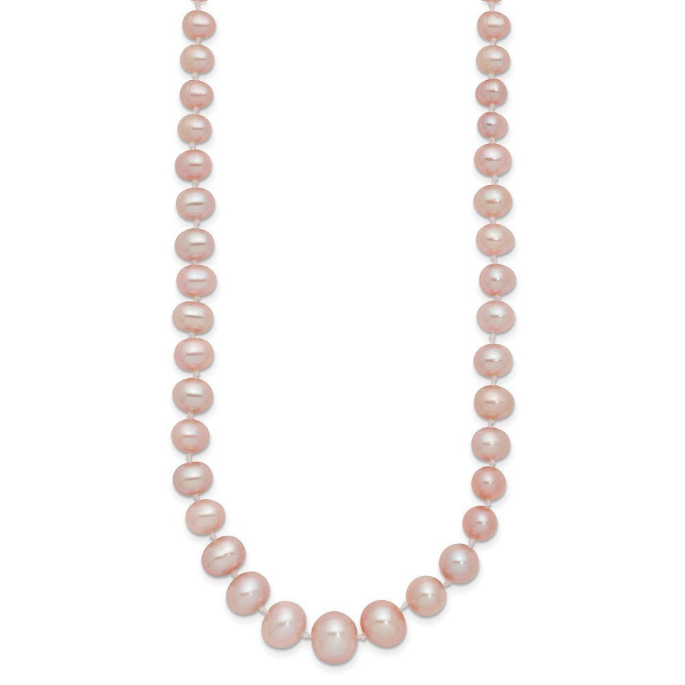 14k Yellow Gold 4-8mm Purple Cultured Pearl Graduated Necklace 18"