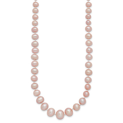 14k Yellow Gold 4-8mm Purple Cultured Pearl Graduated Necklace 18"