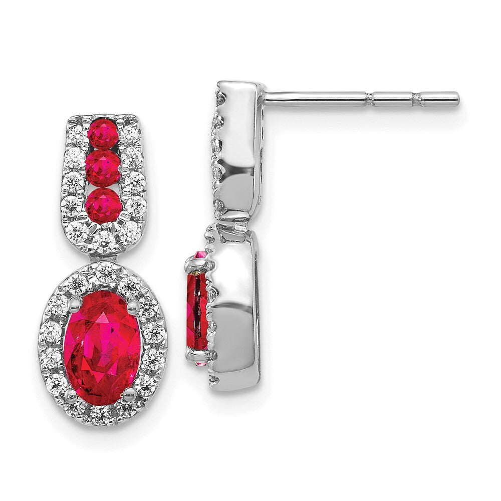 14k White Gold Diamond and Ruby Drop & Dangle Earrings