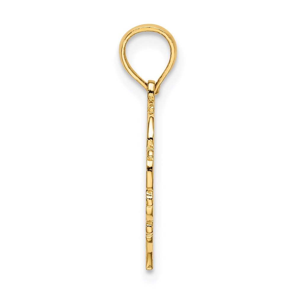 14k Yellow Gold Heart Script Letter W Initial Charm