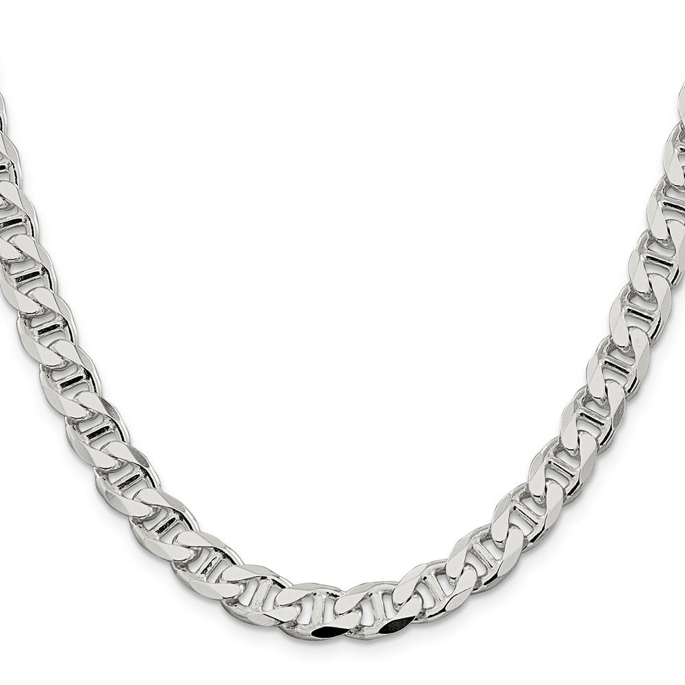 Sterling Silver 8.25mm Diamond-Cut Flat Anchor Curb Chain Necklace