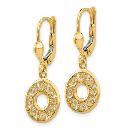 14k Yellow Gold Drop Dangle Filigree Earrings