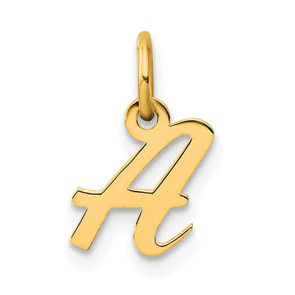 14k Yellow Gold Small Script Letter A Initial Charm Pendant