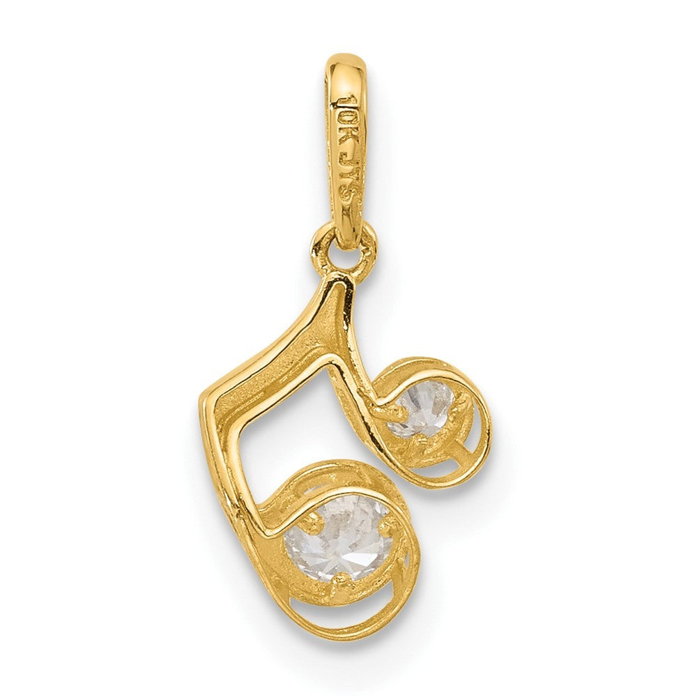 14k Yellow Gold Polished CZ Music Note Pendant