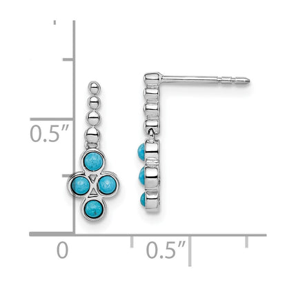 14k White Gold Turquoise Stud Earrings Gift for Women