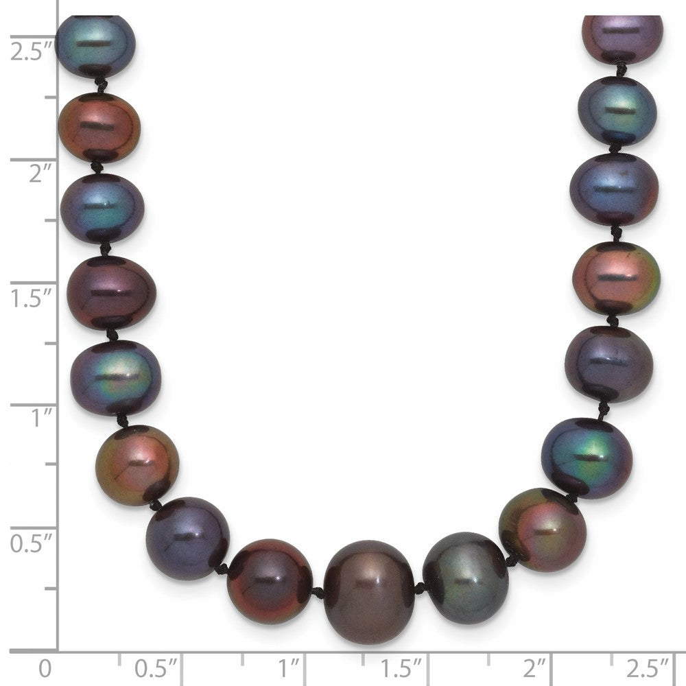 14k White Gold 4-10mm Graduated Black Near Round Cultured Pearl Necklace 18"
