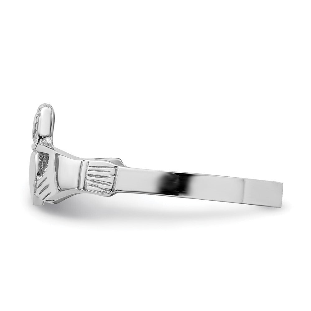 14k White Gold Polished Claddagh Ring Size 7