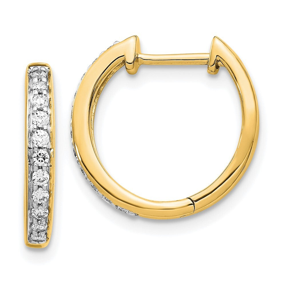 14k Yellow Gold Diamond Complete Hinged Hoop Earrings