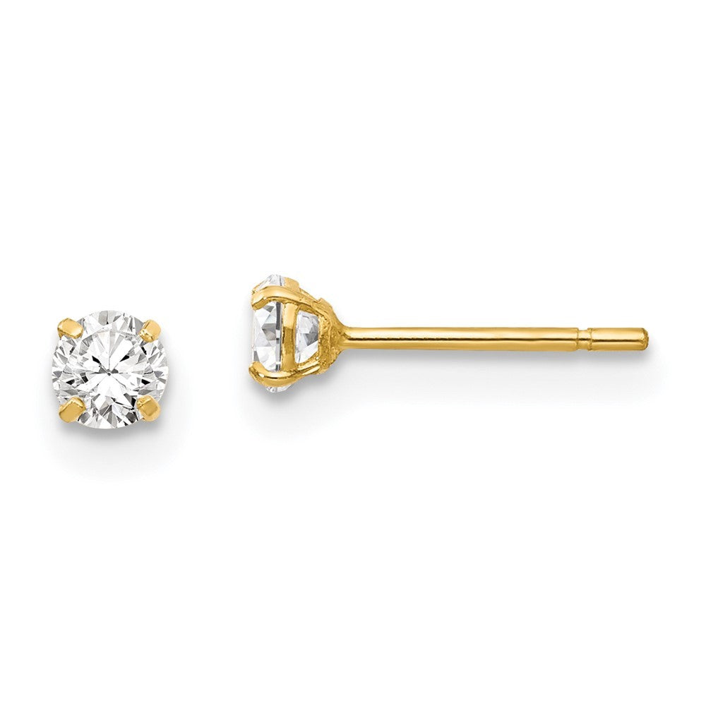 14k Yellow Gold CZ Stud Earrings