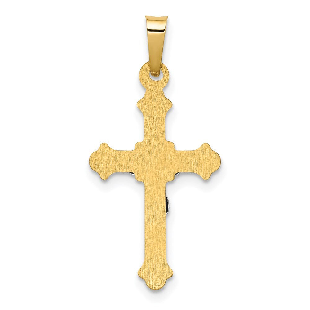 14k Two-tone Gold Polished INRI Crucifix Pendant for Women