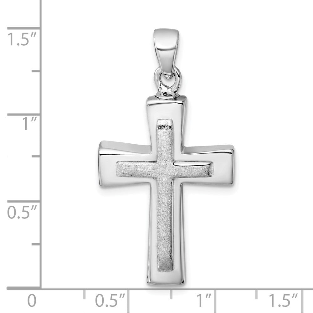 Sterling Silver Polished And Brushed Latin Cross Ash Holder Pendant