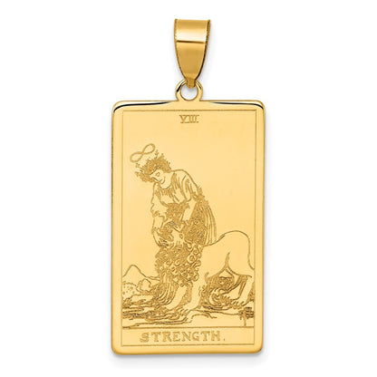 14k Yellow Gold Strength Tarot Card Pendant for Women