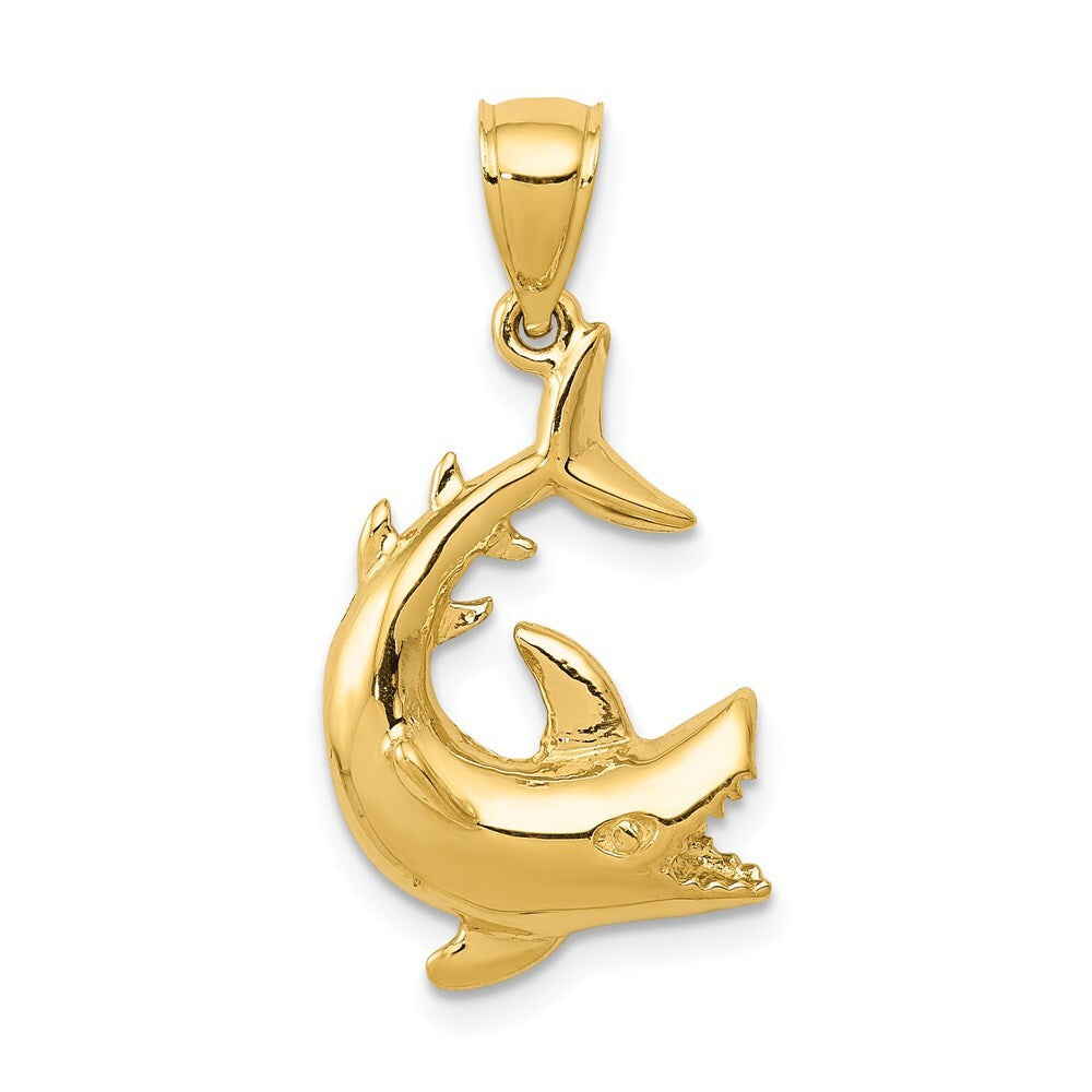 14k Yellow Gold Shark Pendant for Women
