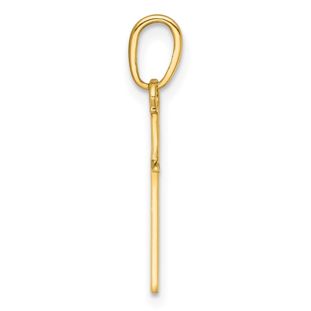 14k Yellow Gold 3-D and Polished Stick Cross Charm Pendant for Women