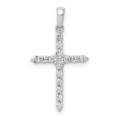 14k White Gold Polished 1/4ct. Diamond Cross Pendant for Women