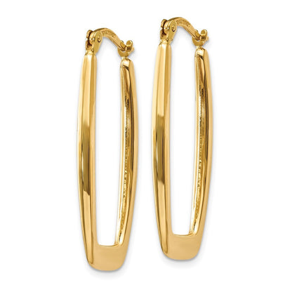 14k Yellow Gold Polished 2.25mm Rectangle Hoop Earrings Gift for Women