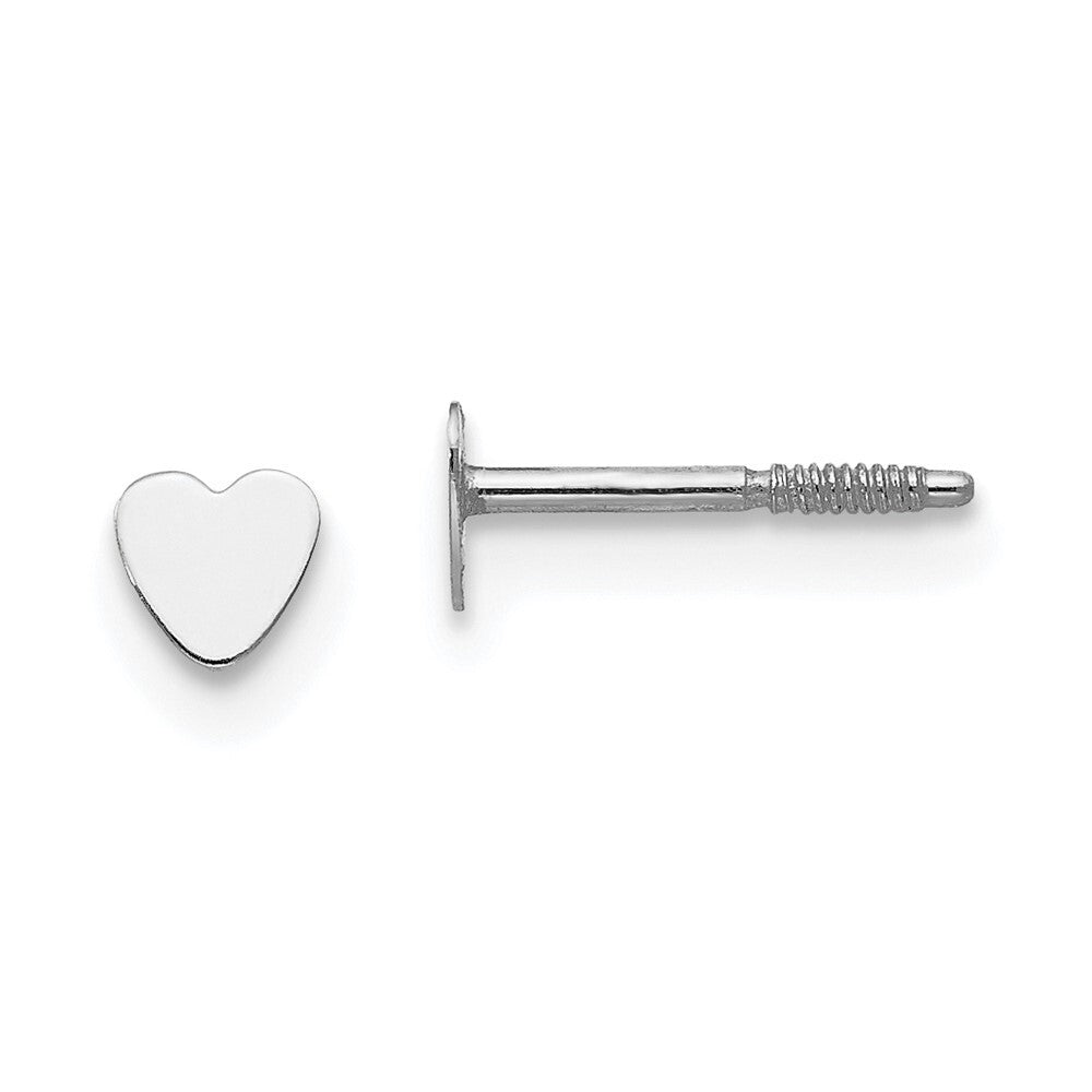 14k White Gold Tiny Heart Baby Stud Earrings Gift for Women