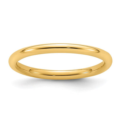 14K Yellow Gold Yellow Gold 2mm Standard Weight Comfort Fit Wedding Band Size 5