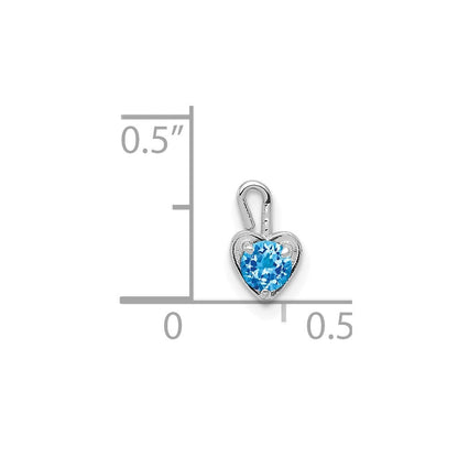 14k White Gold December Synthetic Birthstone Heart Charm Pendant for Women