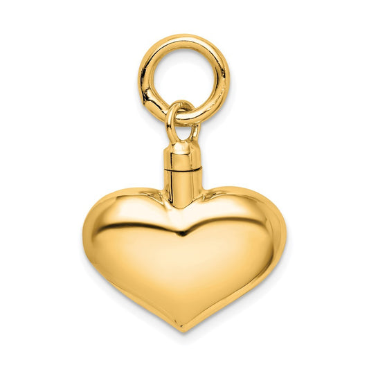 Sterling Silver Gold-tone Polished Puffy Heart Ash Holder Pendant