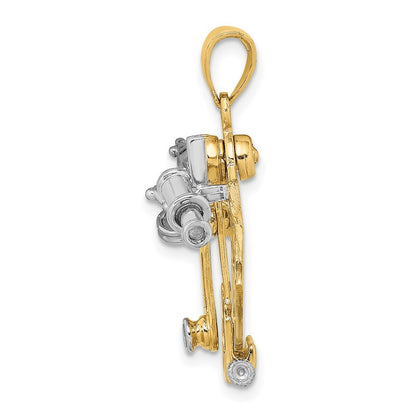 14k Two-Tone Gold 3-D Moveable Sextant Charm