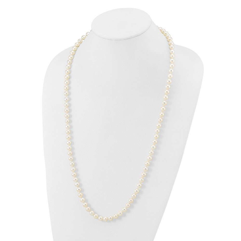 14k White Gold 7-8mm White Near Round Freshwater Cultured Pearl 28 inch Necklace