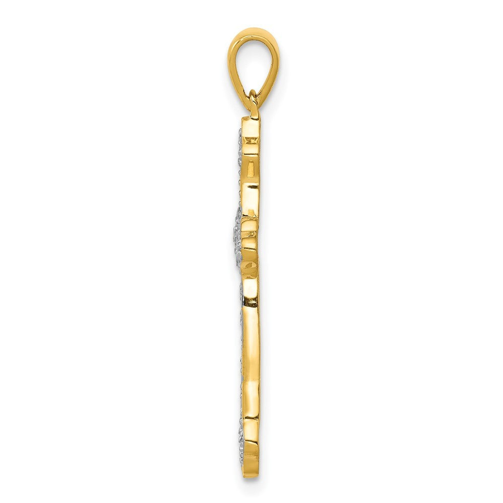 14k Yellow Gold 1/10ct. Diamond Cross Pendant