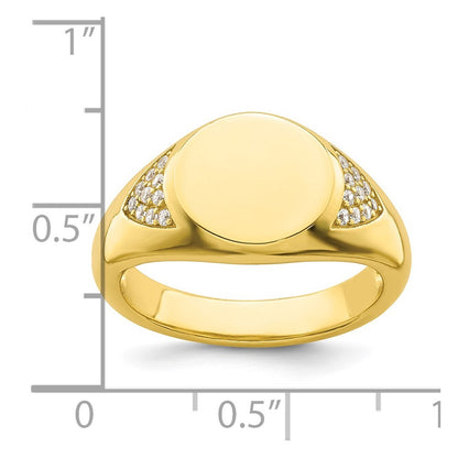 Sterling Silver CZ Gold-tone Signet Ring Size 6